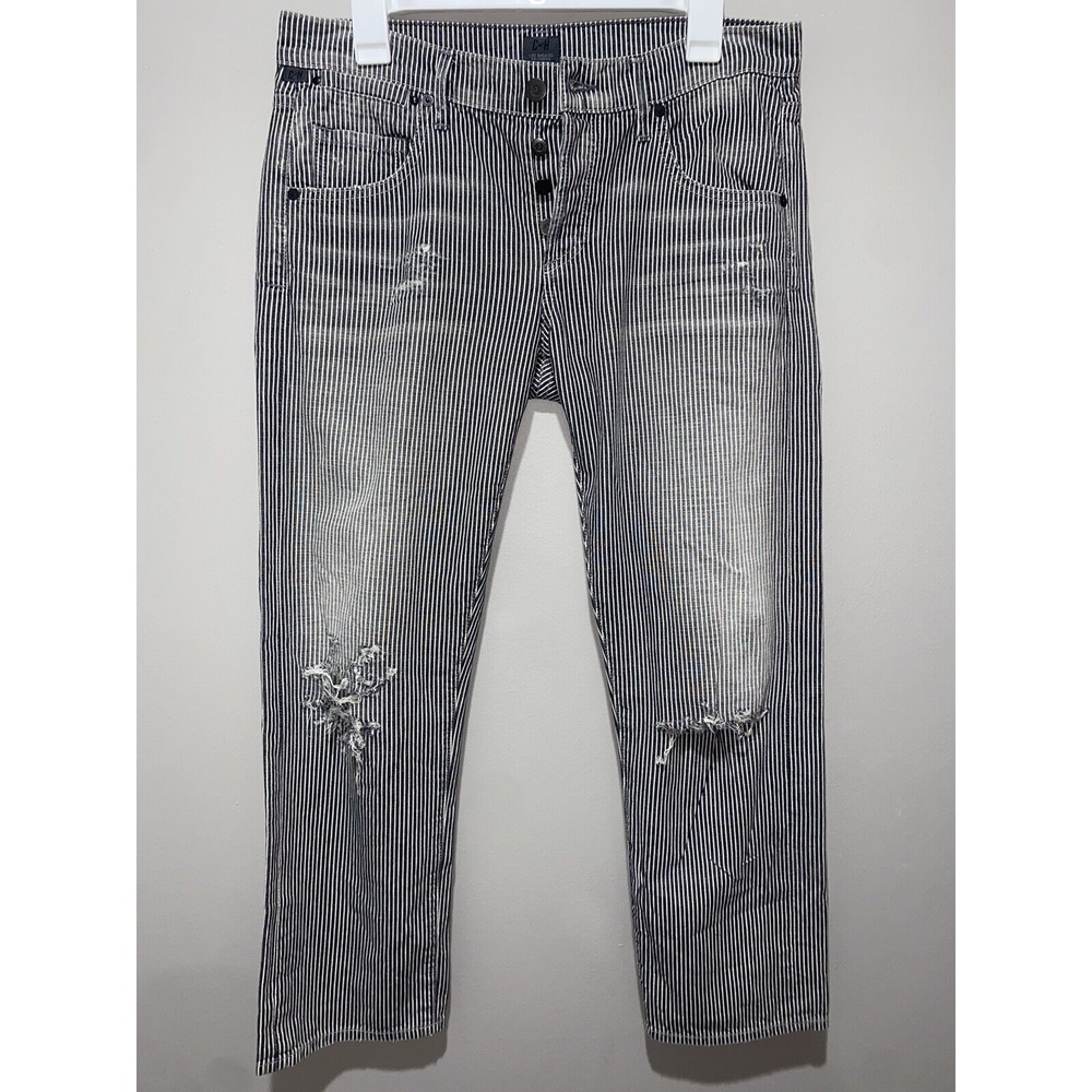 Citizens of Humanity Womens Stripped Distressed Button Fly Jeans, 27